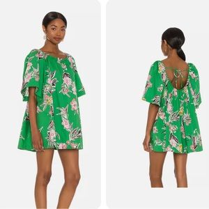 Free People Jodie Tunic Dress - green floral - size XS